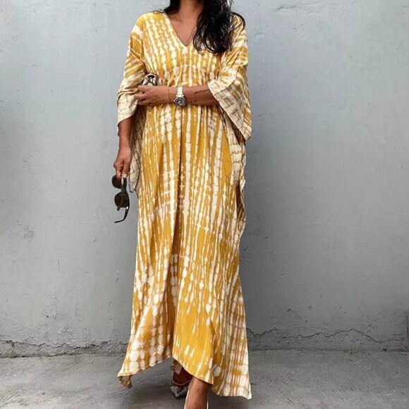 Bohemian Striped Print Women Beach Dress Bathing Suit Cover (NWOT)  (ON SALE) - Picture 2 of 5